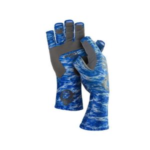Fish Monkey Half Finger Guide Glove - Blue Water Camo - Fiskehandsker