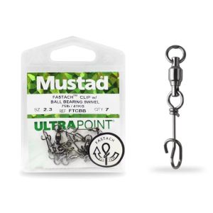 Mustad Fastach Clip w Ball Bearing Swivel - Front