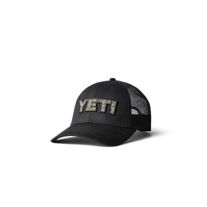 YETI Camo Logo Badge Trucker Hat Black