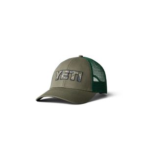 YETI Camo Logo Badge Trucker Hat Olive